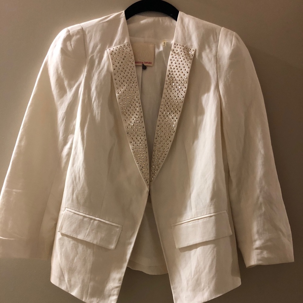 Rebecca Taylor White Linen Blazer